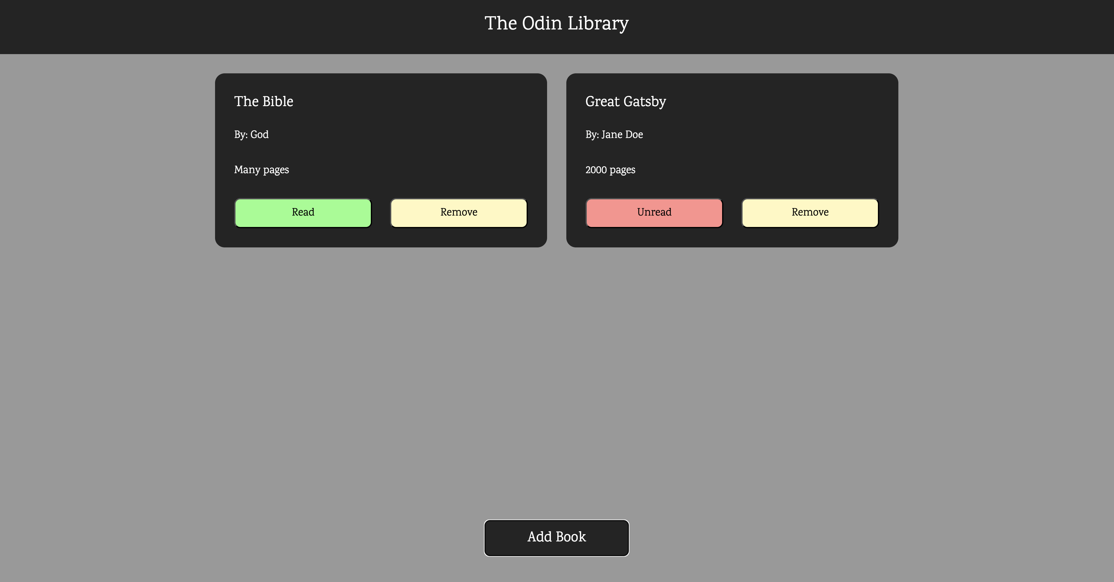 Screenshot of the book tracking interface