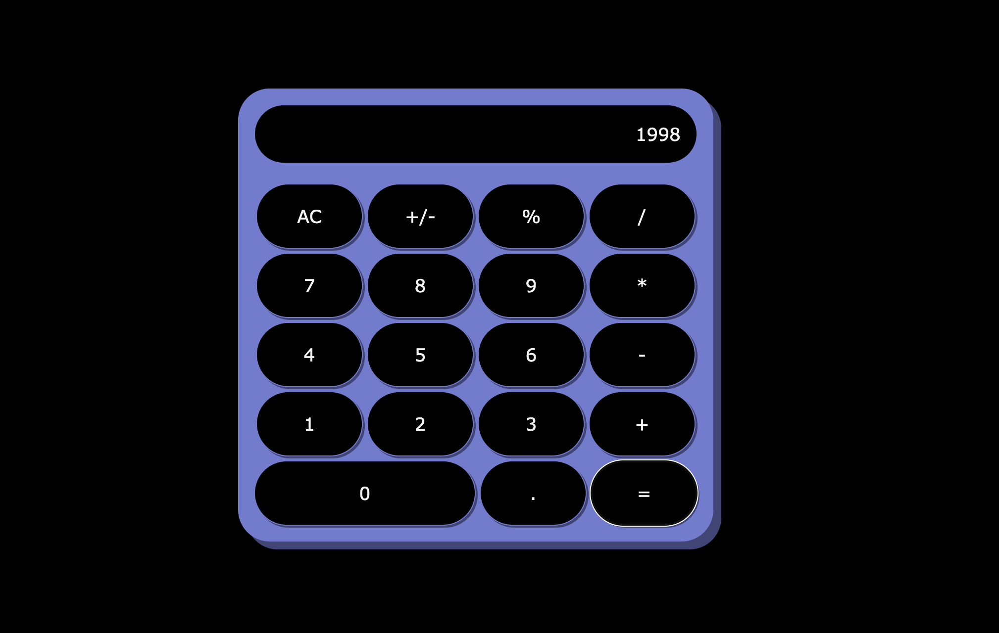 Screenshot of the calculator app interface